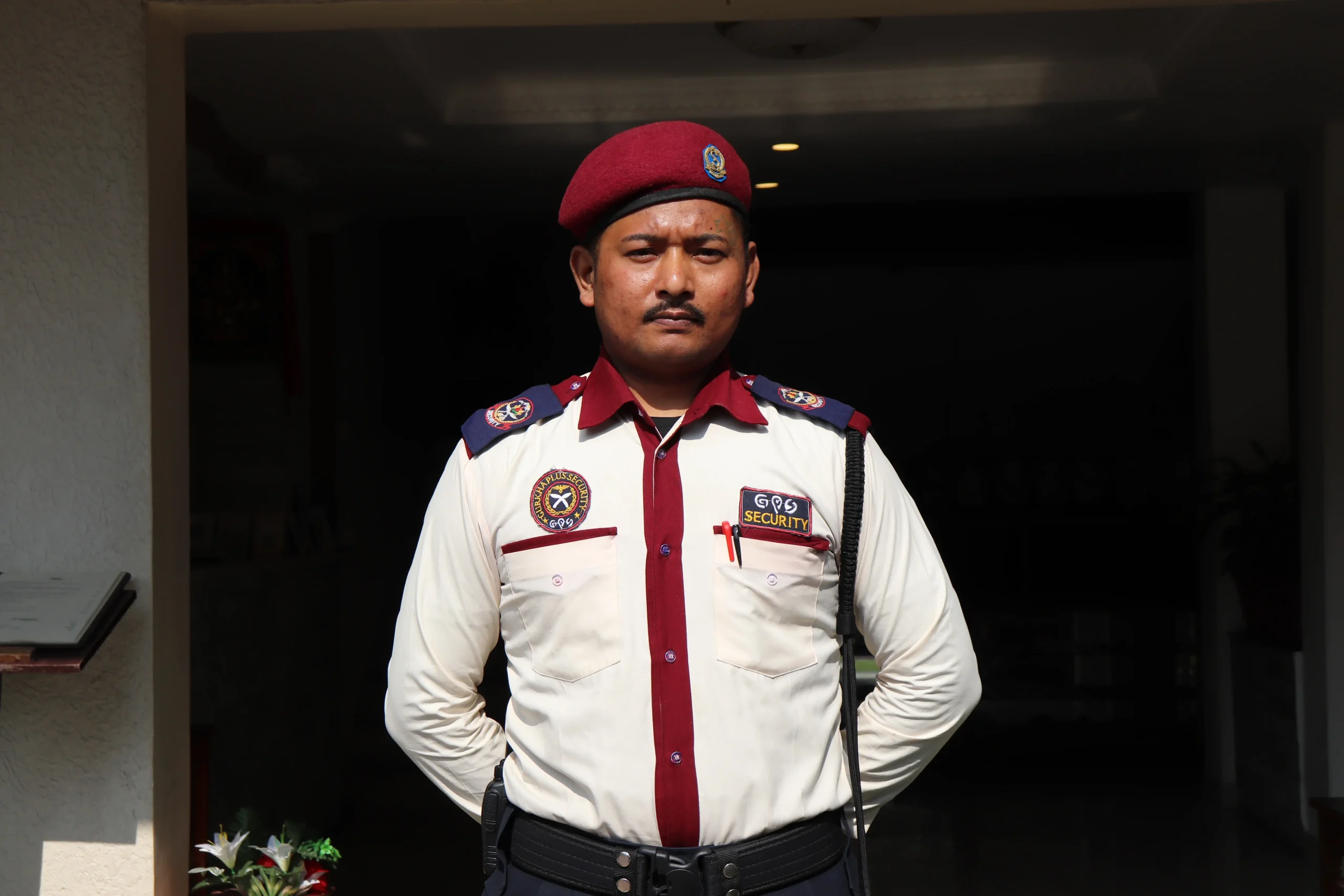 Home security guard standing